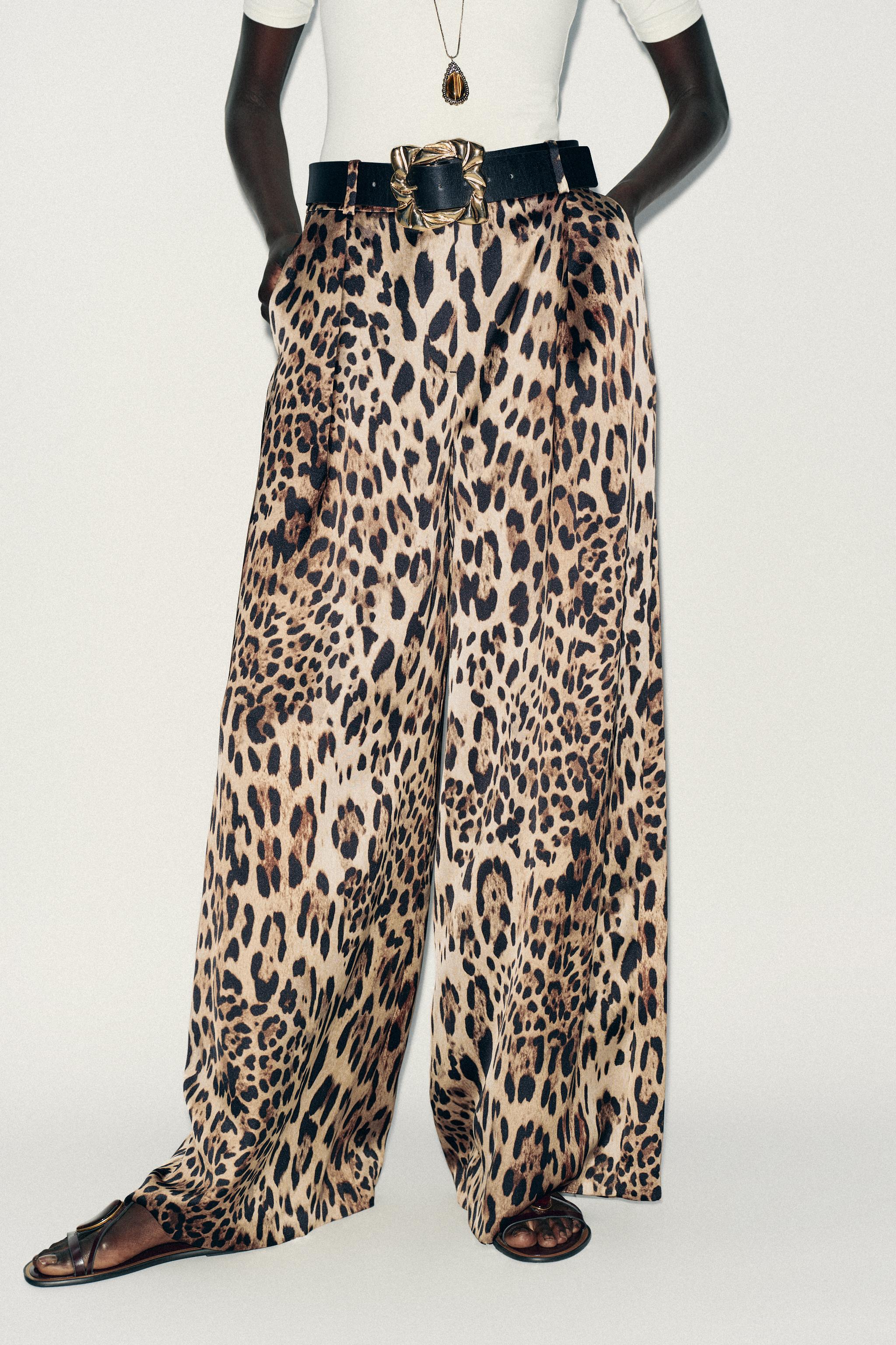 SATIN WIDE-LEG BELTED PANTS